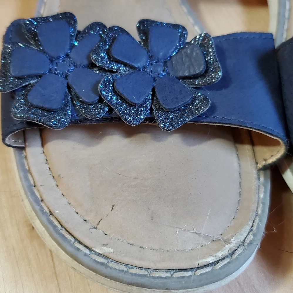 Hanna Andersson Navy Blue Glitter Sandals Youth Size‎ 2